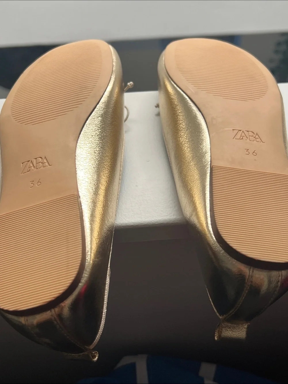Zara Gold Metallic Girls' Ballet Flats with Bow